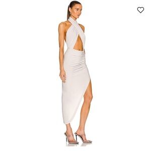 Norma Kamali Side Drape Halter Dress.  Size Medium.  New with tags.  Color fog.
